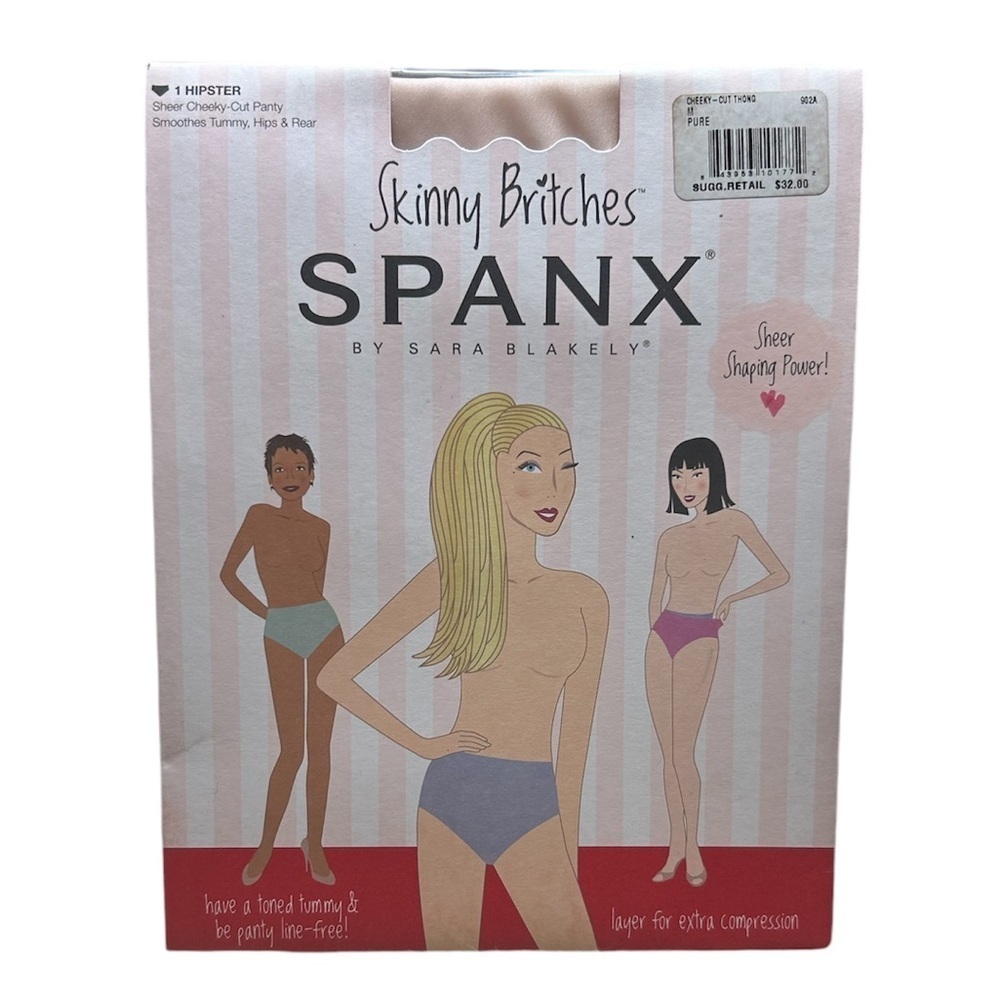 NEW Skinny Britches SPANX BY SARA BLAKELY Cheeky-Cut ThongSize M Pure